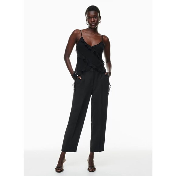 Aritzia WILFRED Carrot Black Crepe Tapered Leg Pleated Trousers Pants, Size 10 - Picture 9 of 14